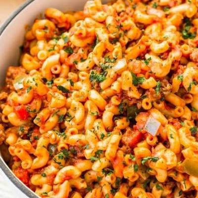 Recipe for American Chop Suey with Ground Beef