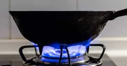 Large frying pan on heat