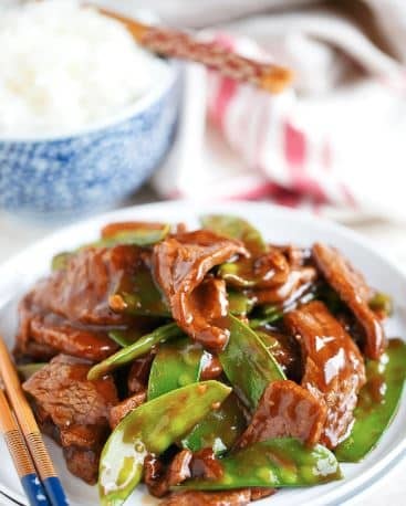 Beef with Pea Pods and Rice