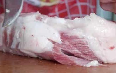 Cut the Fat from pork meat