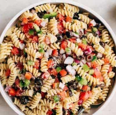Italian Rotini Pasta Salad with Garlic Vinaigrette Dressing Recipe