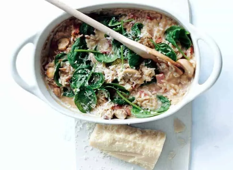 Risotto with Chicken, Mushrooms, & Spinach