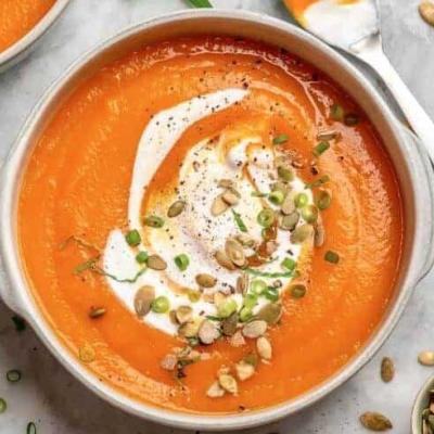 Vegan Roasted pumpkin and carrot soup recipe