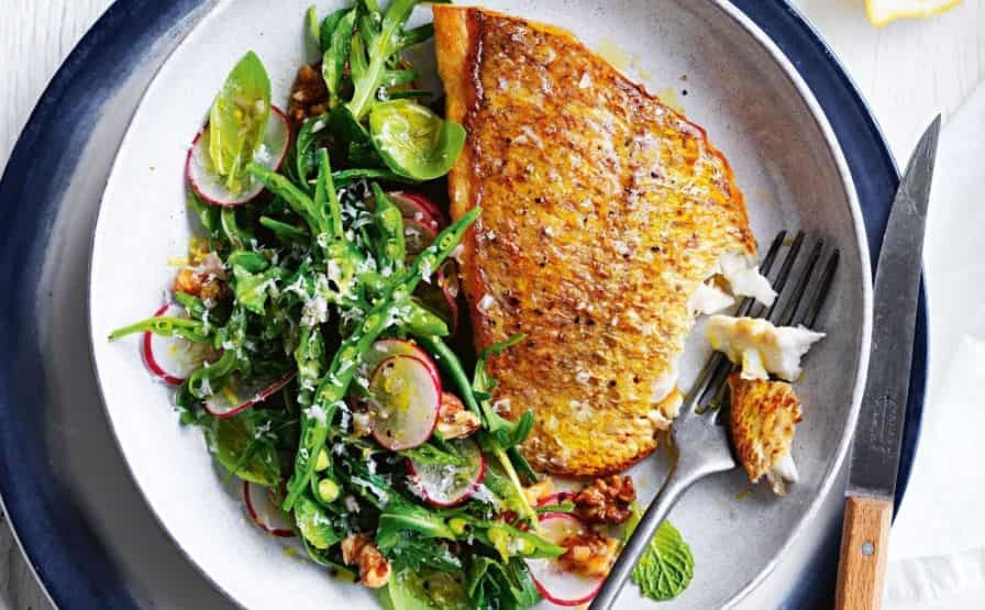 Seared Snapper Fillets Recipe with Mars Salad