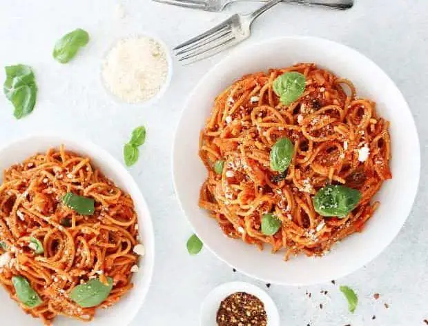 Vegetarian Spicy Spaghetti Pasta