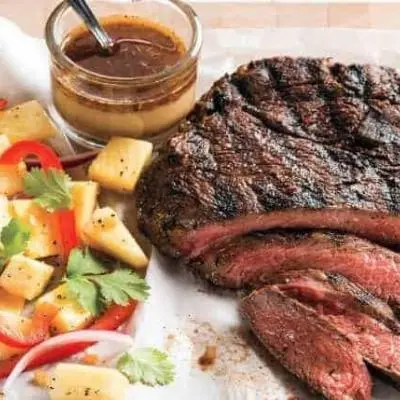 Orange-Glazed Beef Flank Steak with Crispy Vegetables recipe