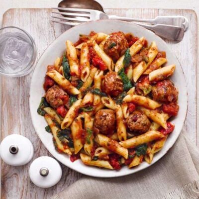 Italian Penne with Pork Meatballs Recipe