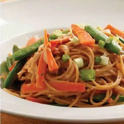 Asian Noodles, lime chili sauce & Spring Vegetables recipe