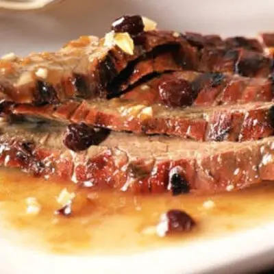 Broiled Beef Sirloin, Apple Chutney and Mustard Dressing recipe