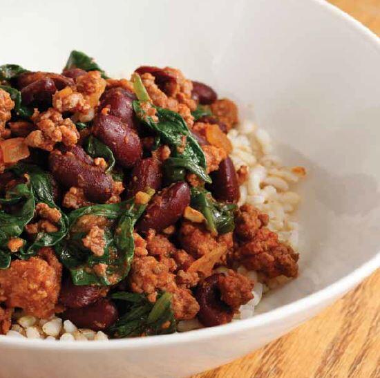 Tasty Red Beans, Spinach & Beef