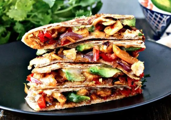 Chicken Quesadillas with Red & Green Salsa