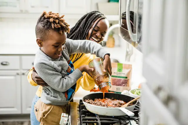 Children cooking in a kitchen